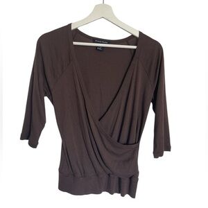 Boston Proper Wrap 3/4 Sleeve Top